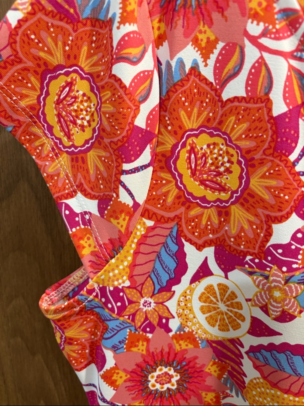 Talbots Floral Tie-Waist Sheath Dress in Orange and Pink size M - Picture 4 of 6